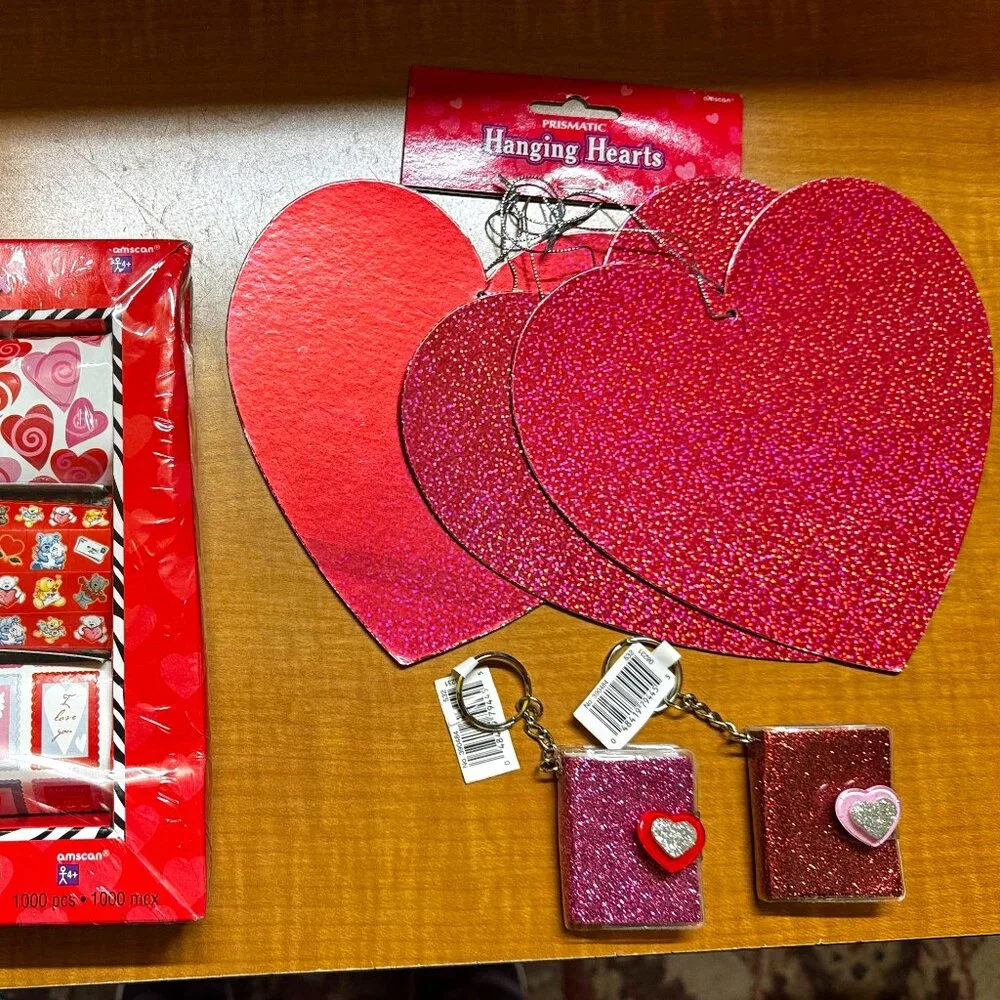 Valentine's day supplies ~ sticker box, hanging heart, key rings